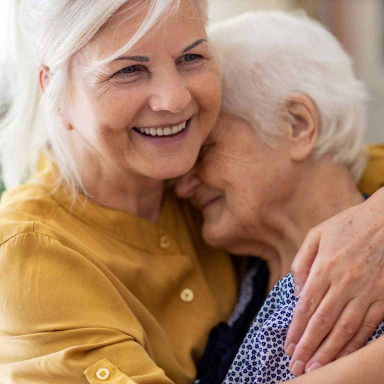 Woman spending time with her elderly mother